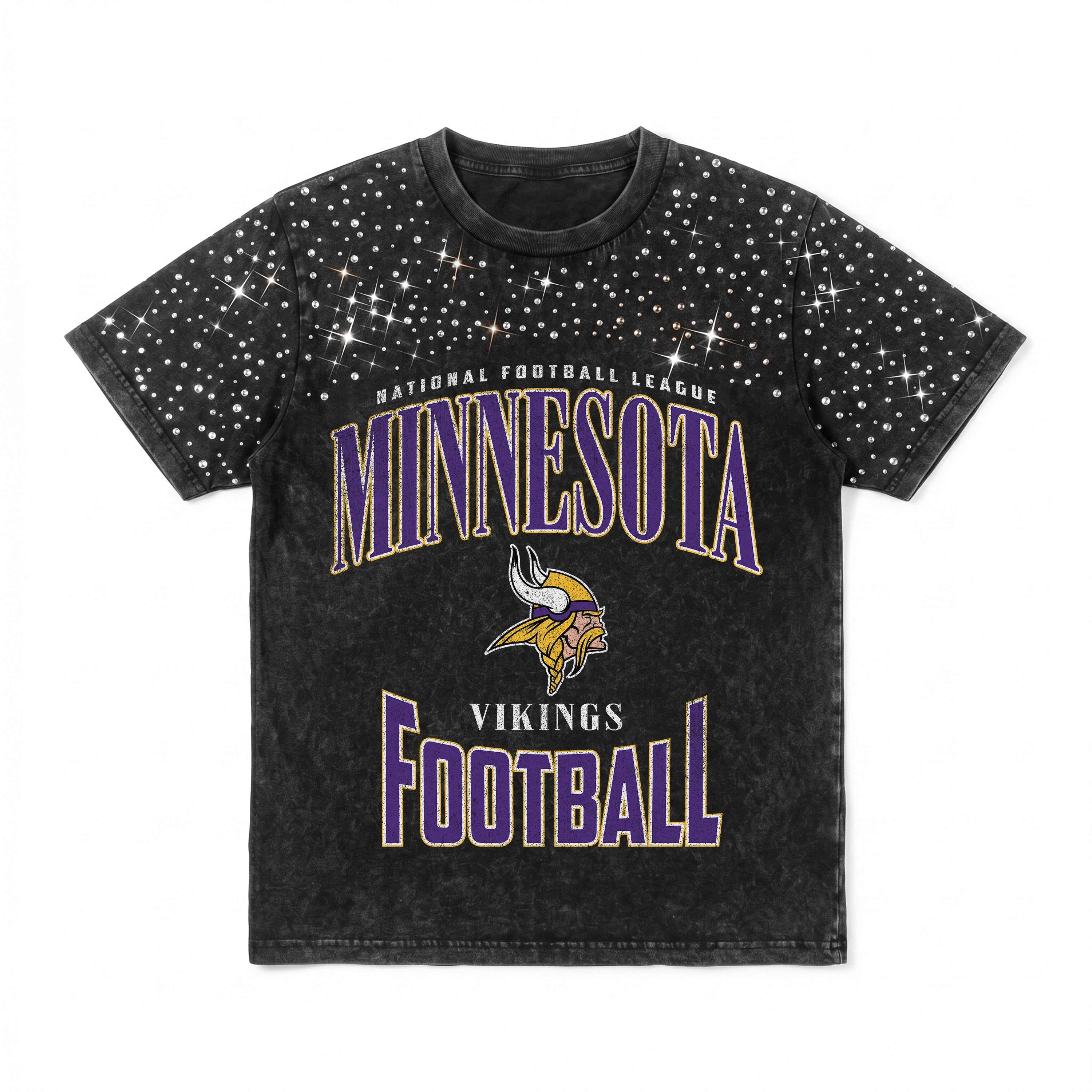 MINNESOTA VIKINGS IN THE ZONE VINTAGE WASH RHINESTONE TEE