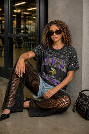 MINNESOTA VIKINGS IN THE ZONE VINTAGE WASH RHINESTONE TEE