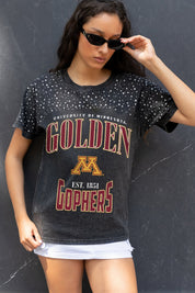 MINNESOTA GOLDEN GOPHERS IN THE ZONE VINTAGE WASH RHINESTONE TEE