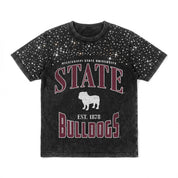 MISSISSIPPI STATE BULLDOGS IN THE ZONE VINTAGE WASH RHINESTONE TEE