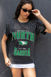 NORTH DAKOTA FIGHTING HAWKS IN THE ZONE VINTAGE WASH RHINESTONE TEE