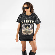 NEW ORLEANS SAINTS SKY'S THE LIMIT VINTAGE WASH RHINESTONE TEE