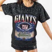 NEW YORK GIANTS SKY'S THE LIMIT VINTAGE WASH RHINESTONE TEE