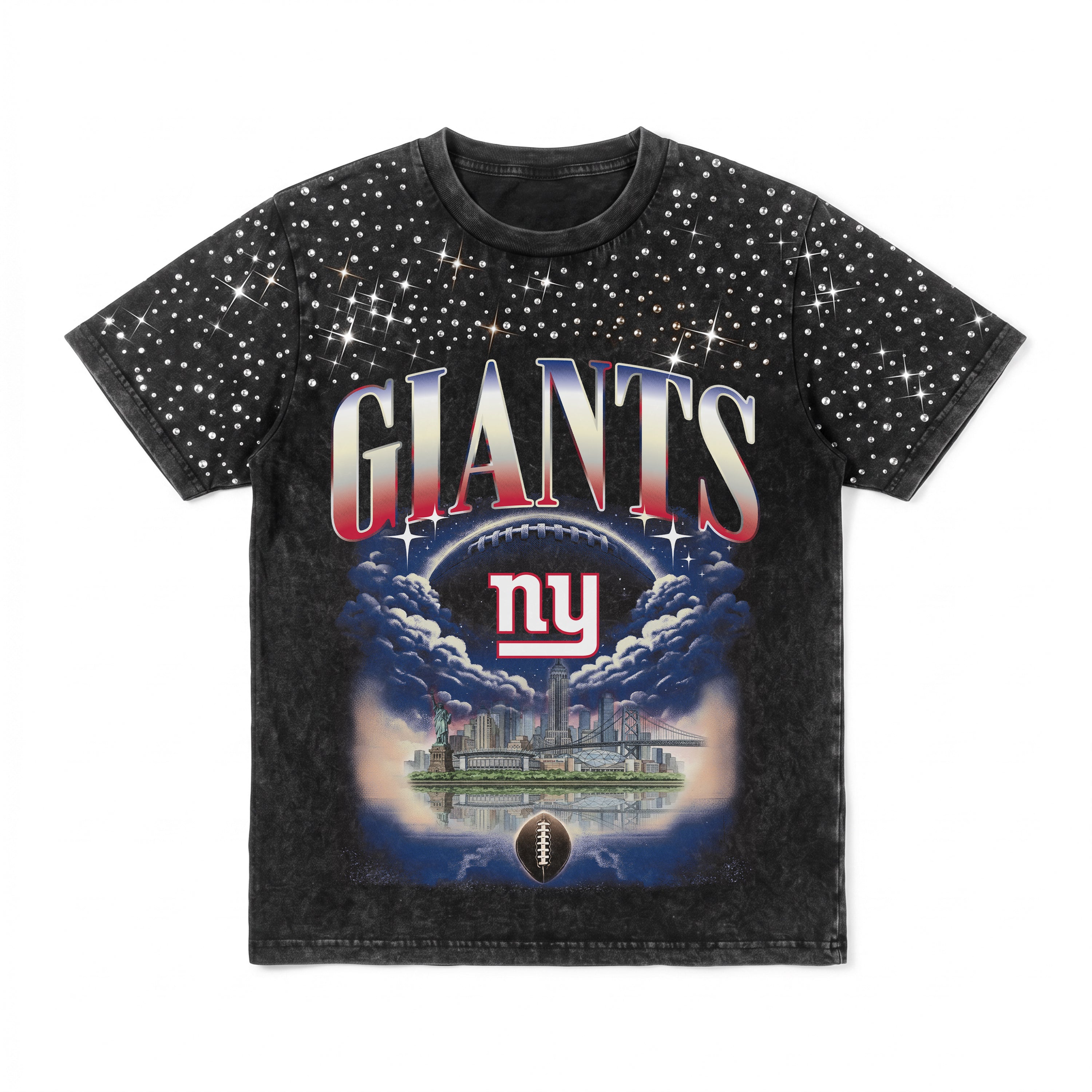 NEW YORK GIANTS SKY'S THE LIMIT VINTAGE WASH RHINESTONE TEE
