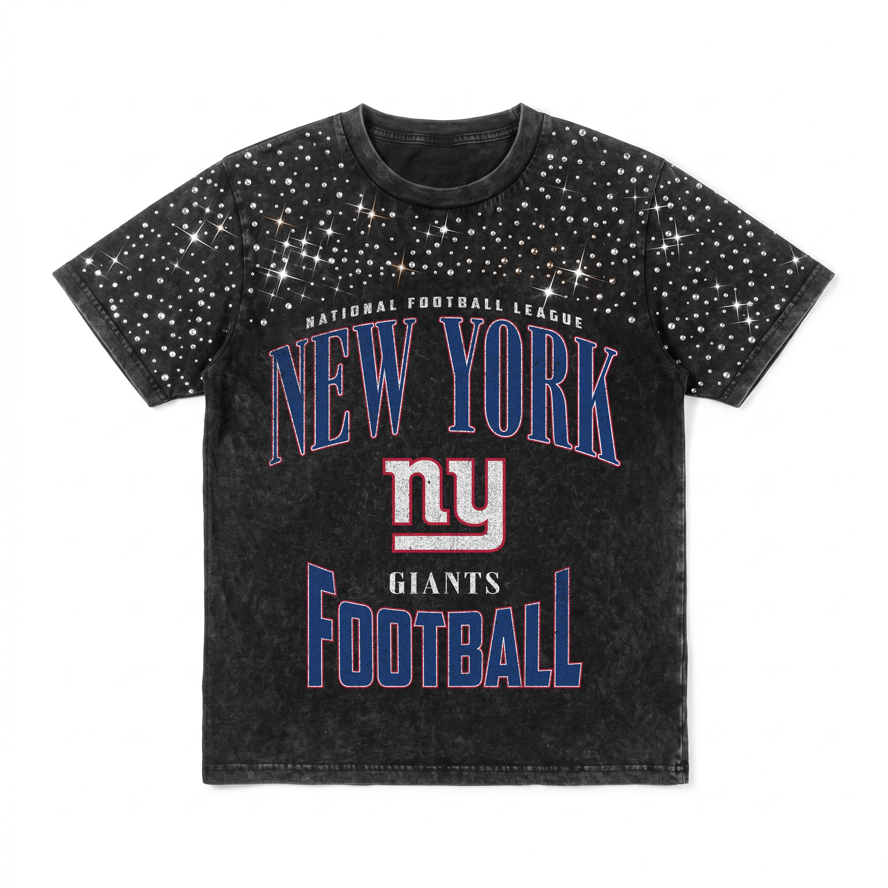 NEW YORK GIANTS IN THE ZONE VINTAGE WASH RHINESTONE TEE