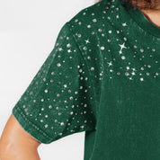 NEW YORK JETS SKY'S THE LIMIT VINTAGE WASH RHINESTONE TEE
