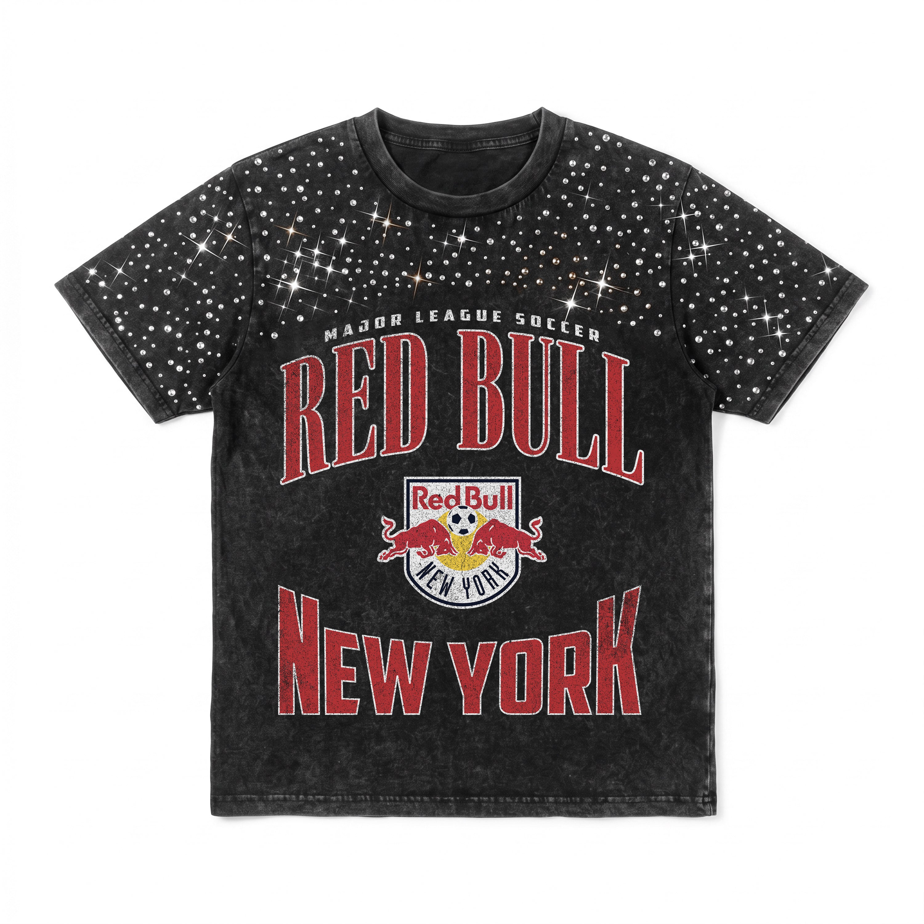 RED BULL NEW YORK IN THE ZONE VINTAGE WASH RHINESTONE TEE