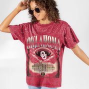 OKLAHOMA SOONERS SKY'S THE LIMIT VINTAGE WASH RHINESTONE TEE