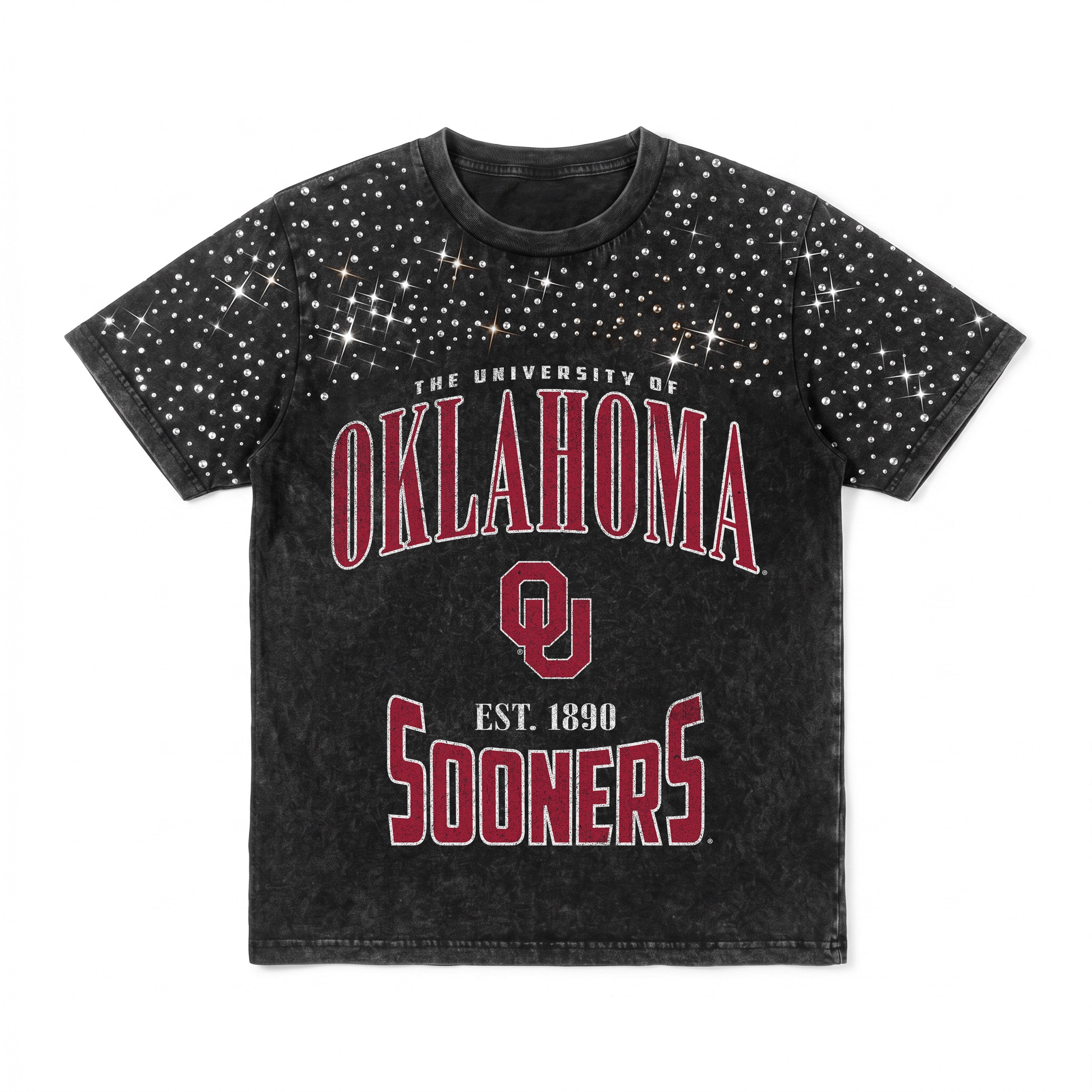 OKLAHOMA SOONERS IN THE ZONE VINTAGE WASH RHINESTONE TEE