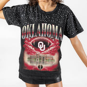 OKLAHOMA SOONERS DREAM BIG VINTAGE WASH RHINESTONE TEE