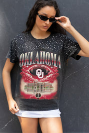OKLAHOMA SOONERS DREAM BIG VINTAGE WASH RHINESTONE TEE