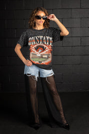 OKLAHOMA STATE COWBOYS SKY'S THE LIMIT VINTAGE WASH RHINESTONE TEE