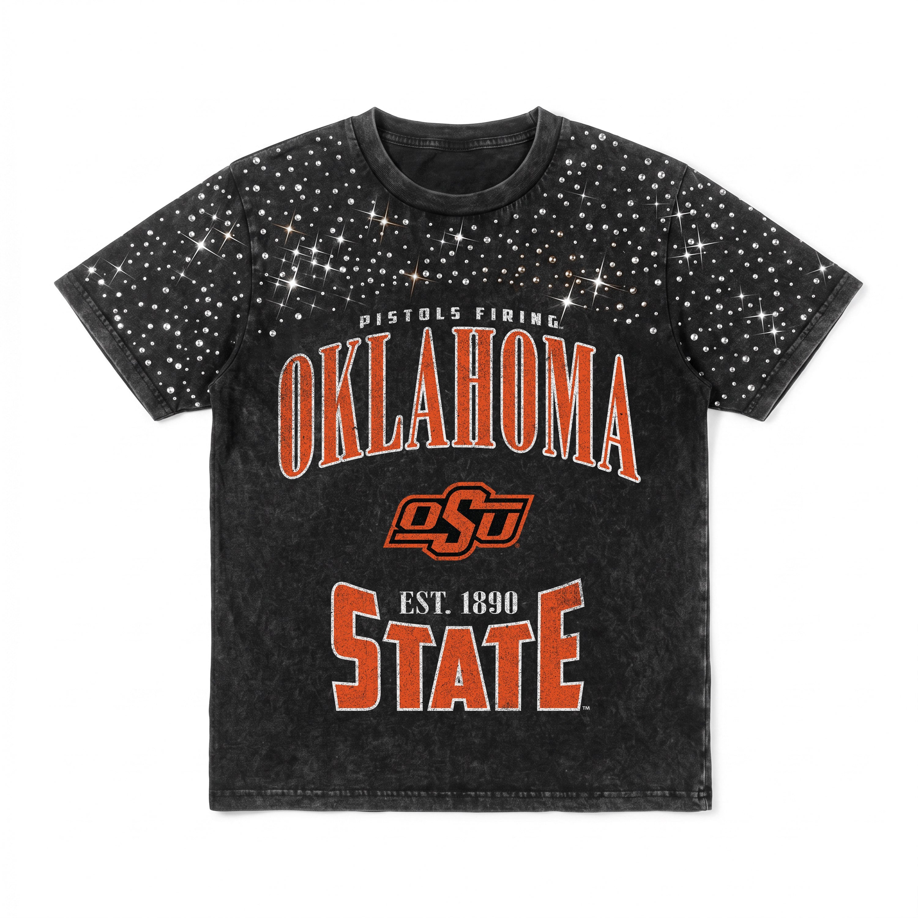 OKLAHOMA STATE COWBOYS IN THE ZONE VINTAGE WASH RHINESTONE TEE