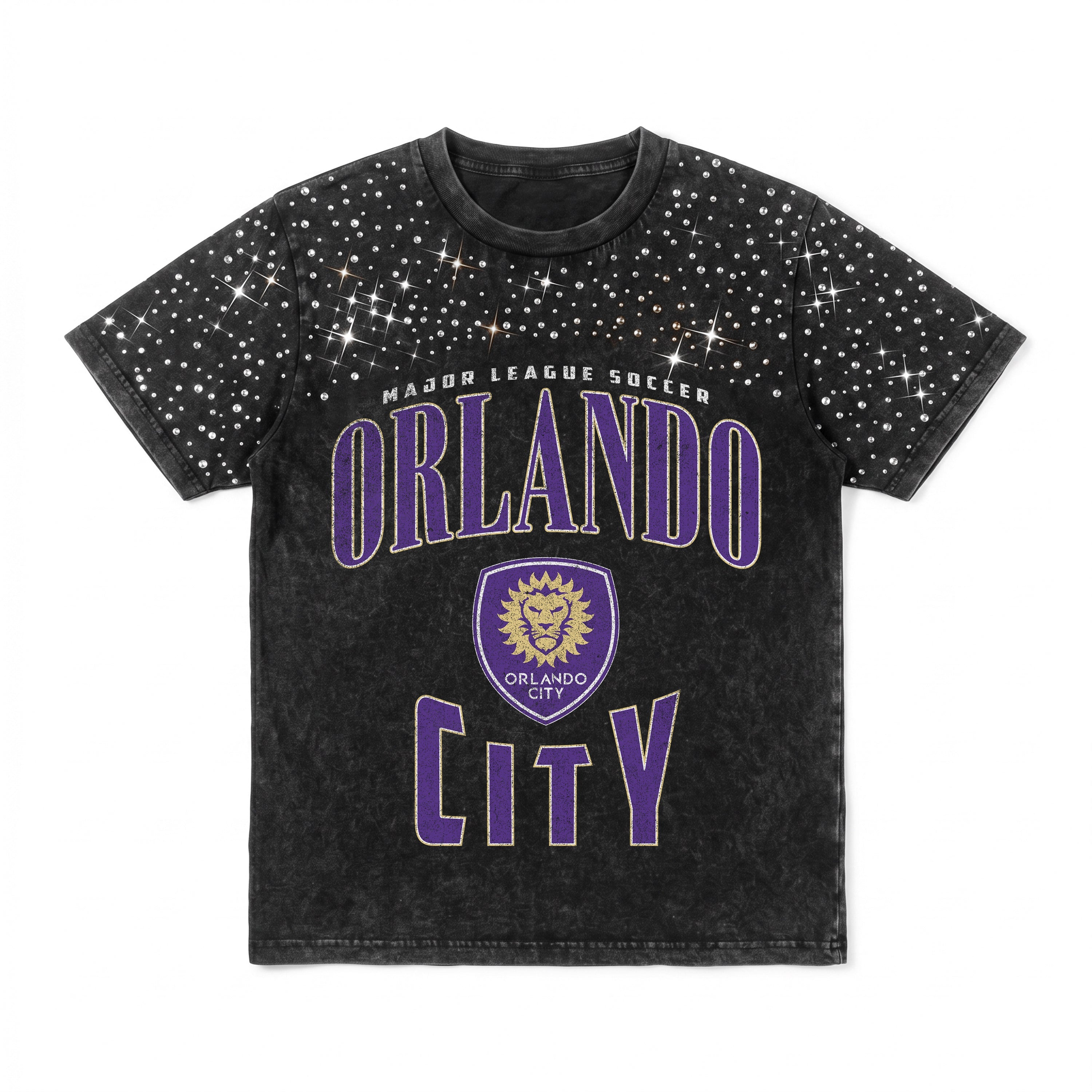 ORLANDO CITY SC IN THE ZONE VINTAGE WASH RHINESTONE TEE