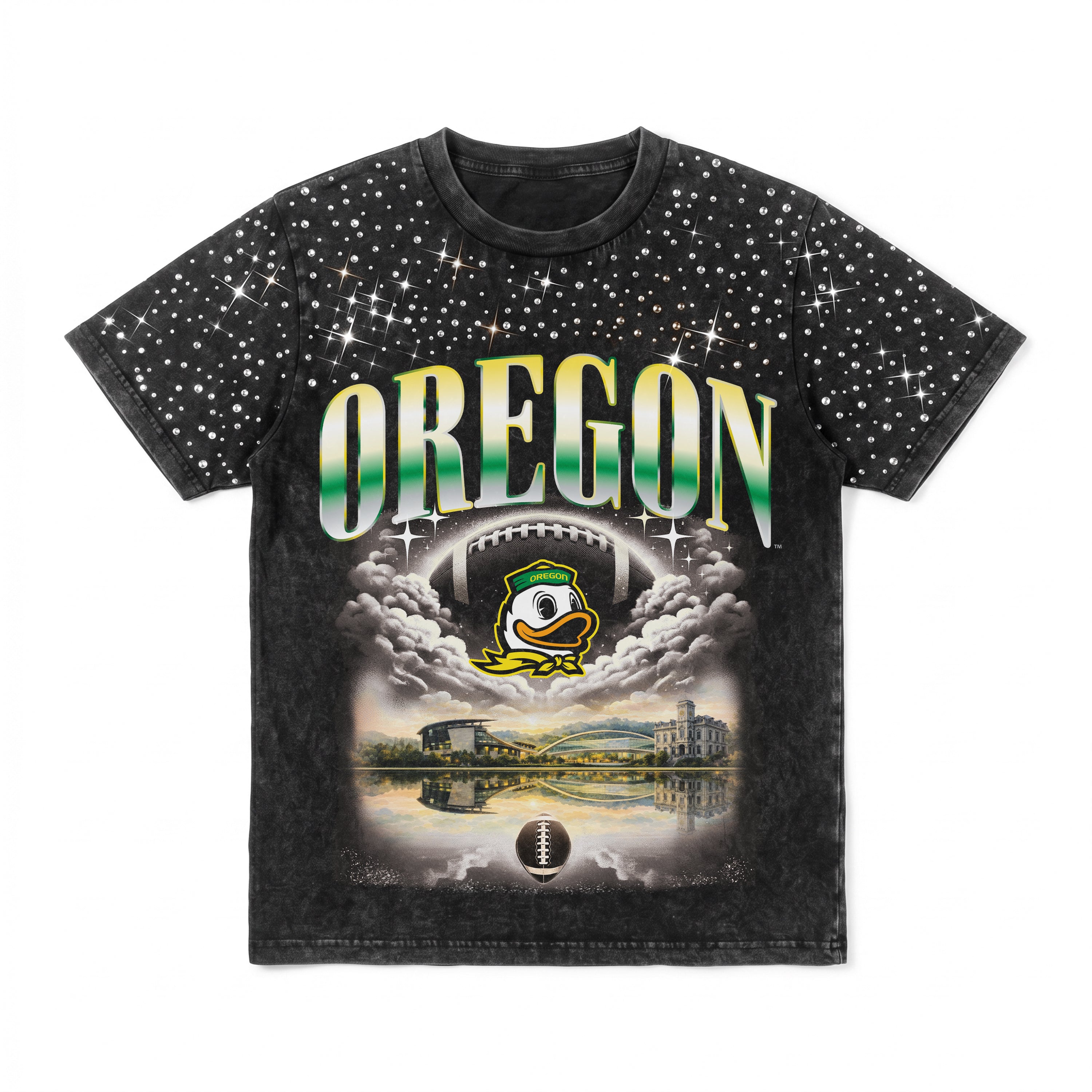OREGON DUCKS SKY'S THE LIMIT VINTAGE WASH RHINESTONE TEE