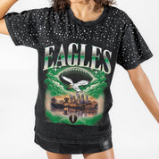 PHILADELPHIA EAGLES SKY'S THE LIMIT VINTAGE WASH RHINESTONE TEE