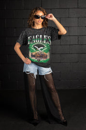 PHILADELPHIA EAGLES SKY'S THE LIMIT VINTAGE WASH RHINESTONE TEE