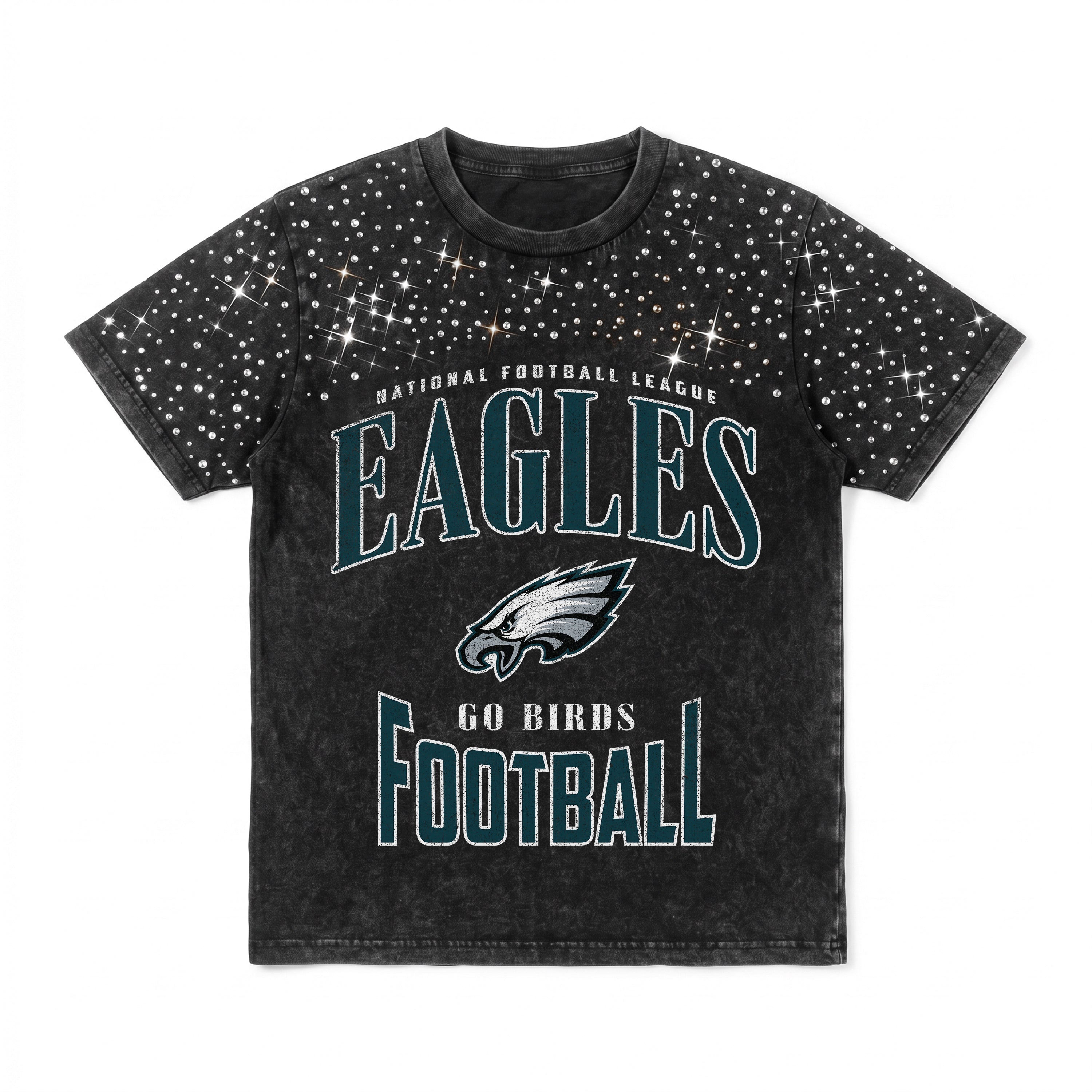 PHILADELPHIA EAGLES IN THE ZONE VINTAGE WASH RHINESTONE TEE