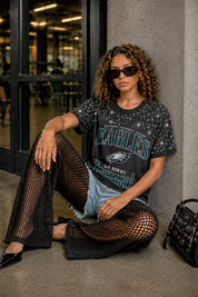 PHILADELPHIA EAGLES IN THE ZONE VINTAGE WASH RHINESTONE TEE
