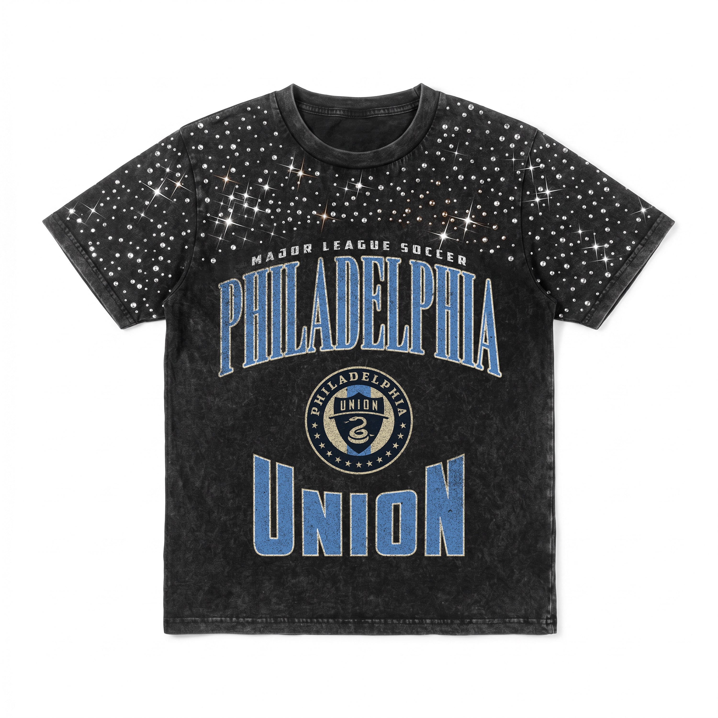 PHILADELPHIA UNION IN THE ZONE VINTAGE WASH RHINESTONE TEE