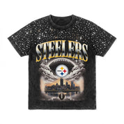 PITTSBURGH STEELERS SKY'S THE LIMIT VINTAGE WASH RHINESTONE TEE
