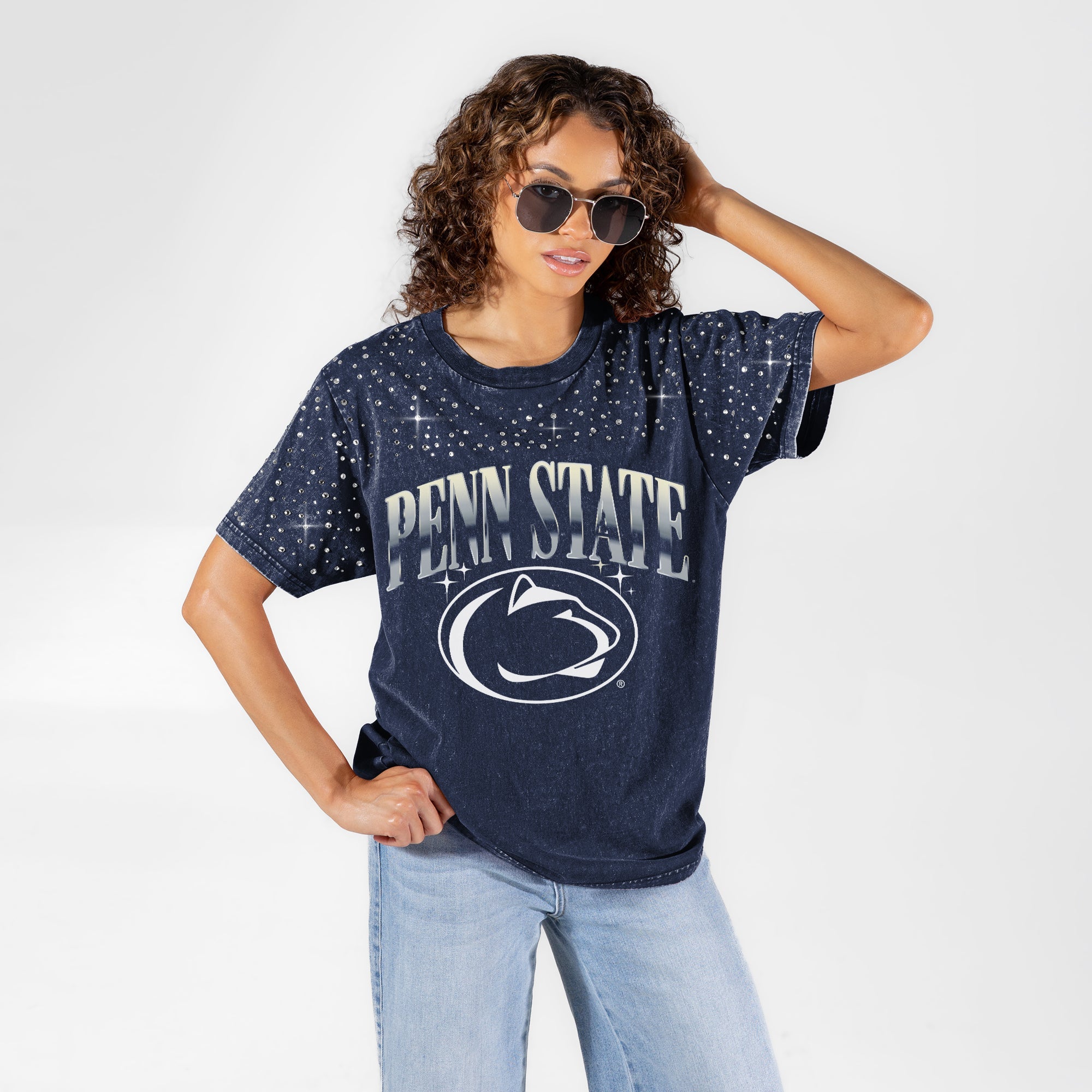 PENN STATE NITTANY LIONS SKY'S THE LIMIT VINTAGE WASH RHINESTONE TEE