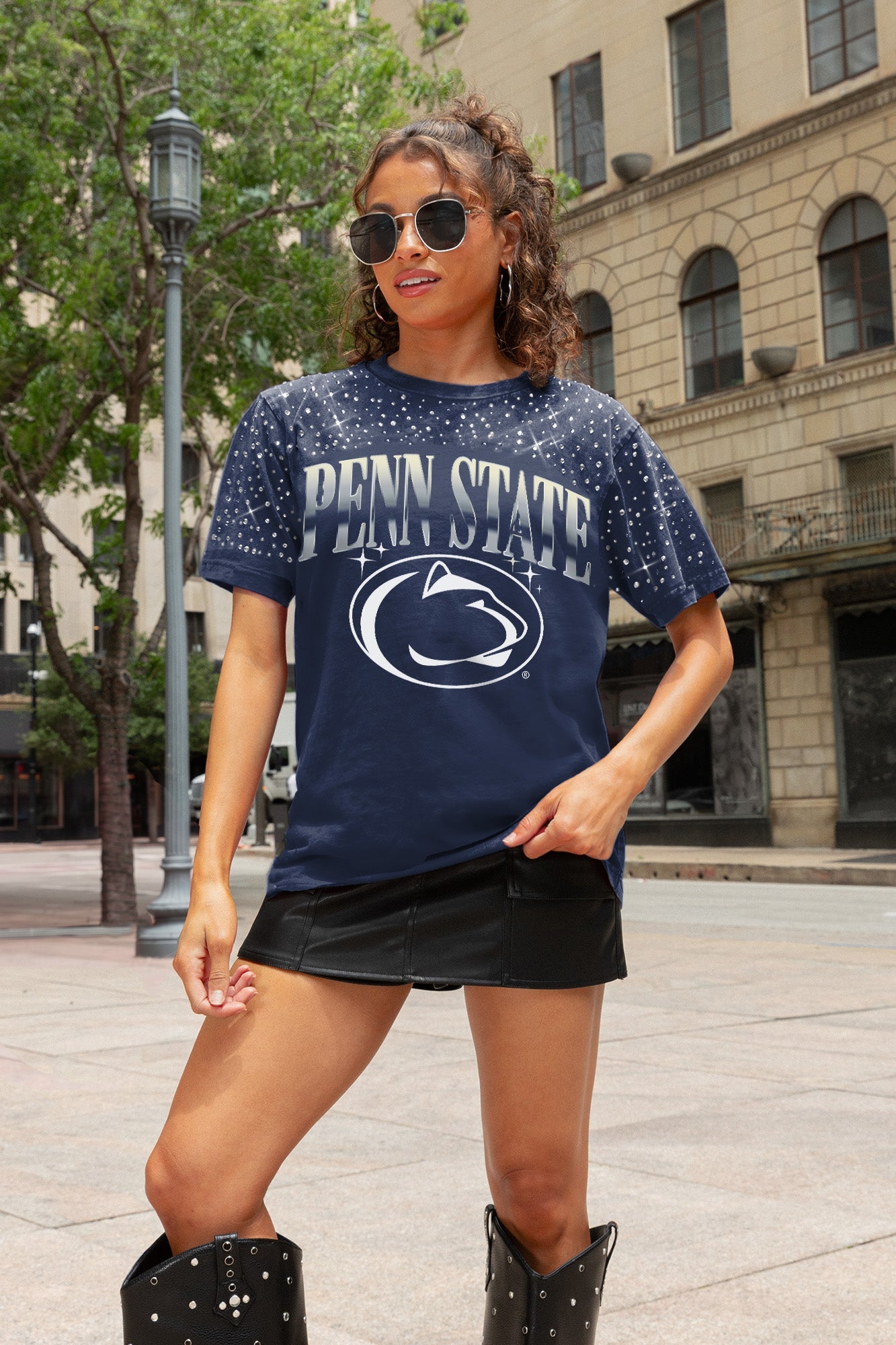 PENN STATE NITTANY LIONS SKY'S THE LIMIT VINTAGE WASH RHINESTONE TEE