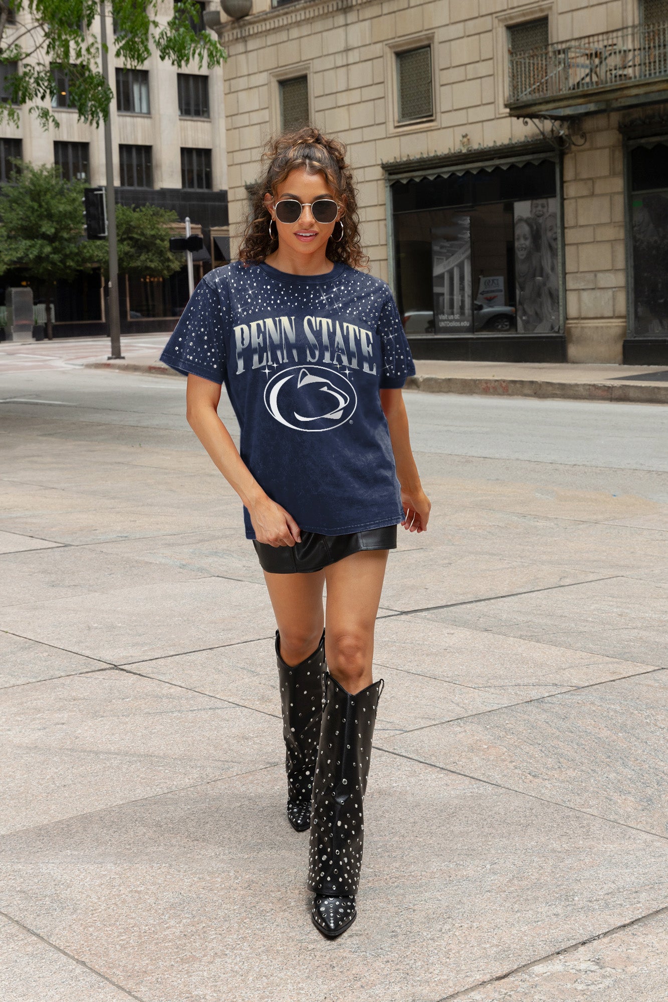 PENN STATE NITTANY LIONS SKY'S THE LIMIT VINTAGE WASH RHINESTONE TEE