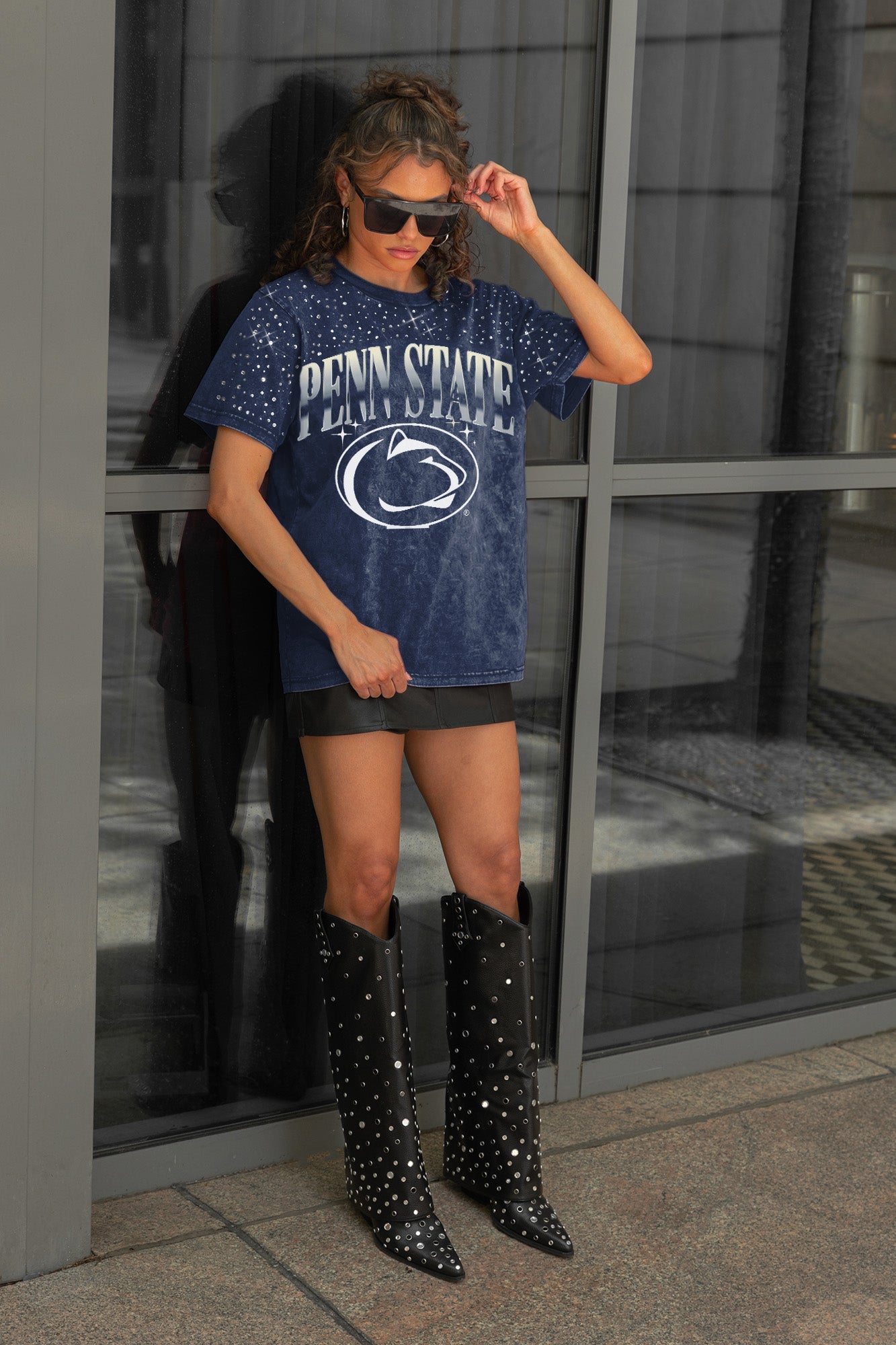 PENN STATE NITTANY LIONS SKY'S THE LIMIT VINTAGE WASH RHINESTONE TEE