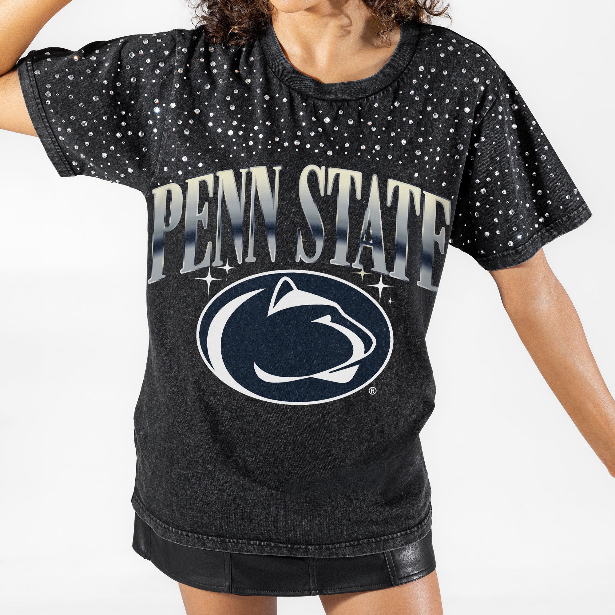 PENN STATE NITTANY LIONS DREAM BIG VINTAGE WASH RHINESTONE TEE