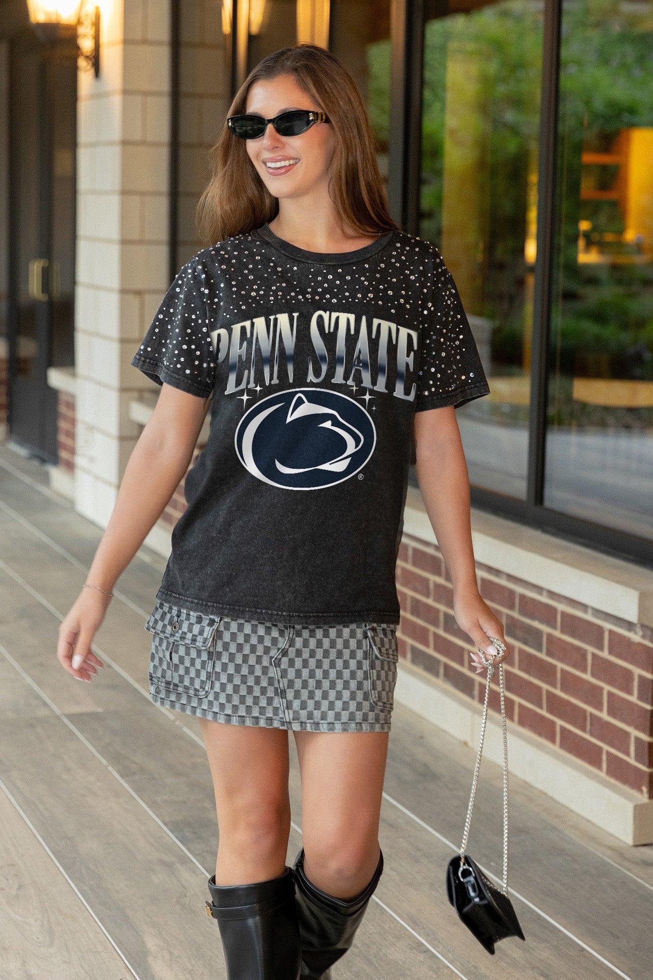 PENN STATE NITTANY LIONS DREAM BIG VINTAGE WASH RHINESTONE TEE