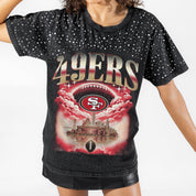 SAN FRANCISCO 49ERS SKY'S THE LIMIT VINTAGE WASH RHINESTONE TEE