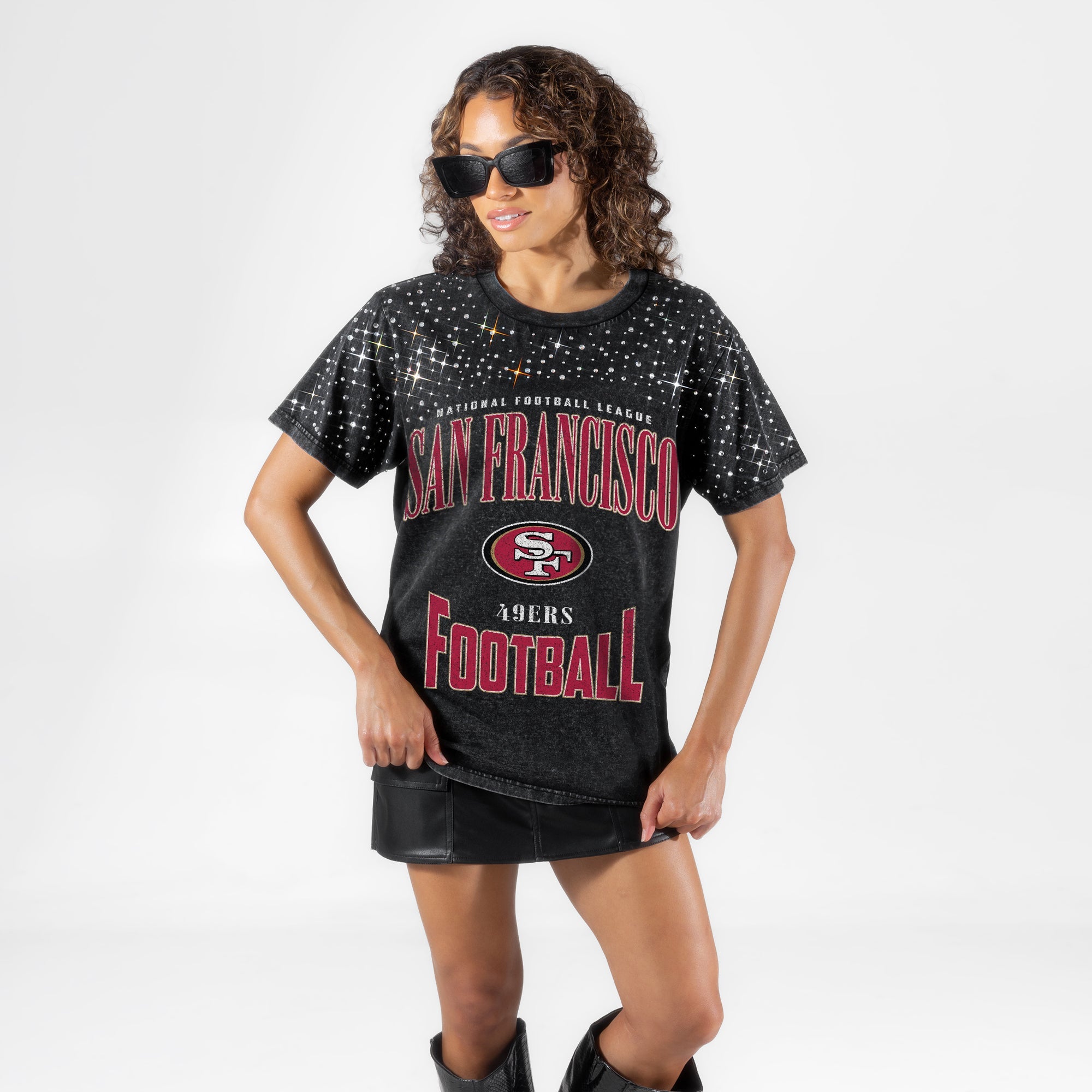SAN FRANCISCO 49ERS IN THE ZONE VINTAGE WASH RHINESTONE TEE