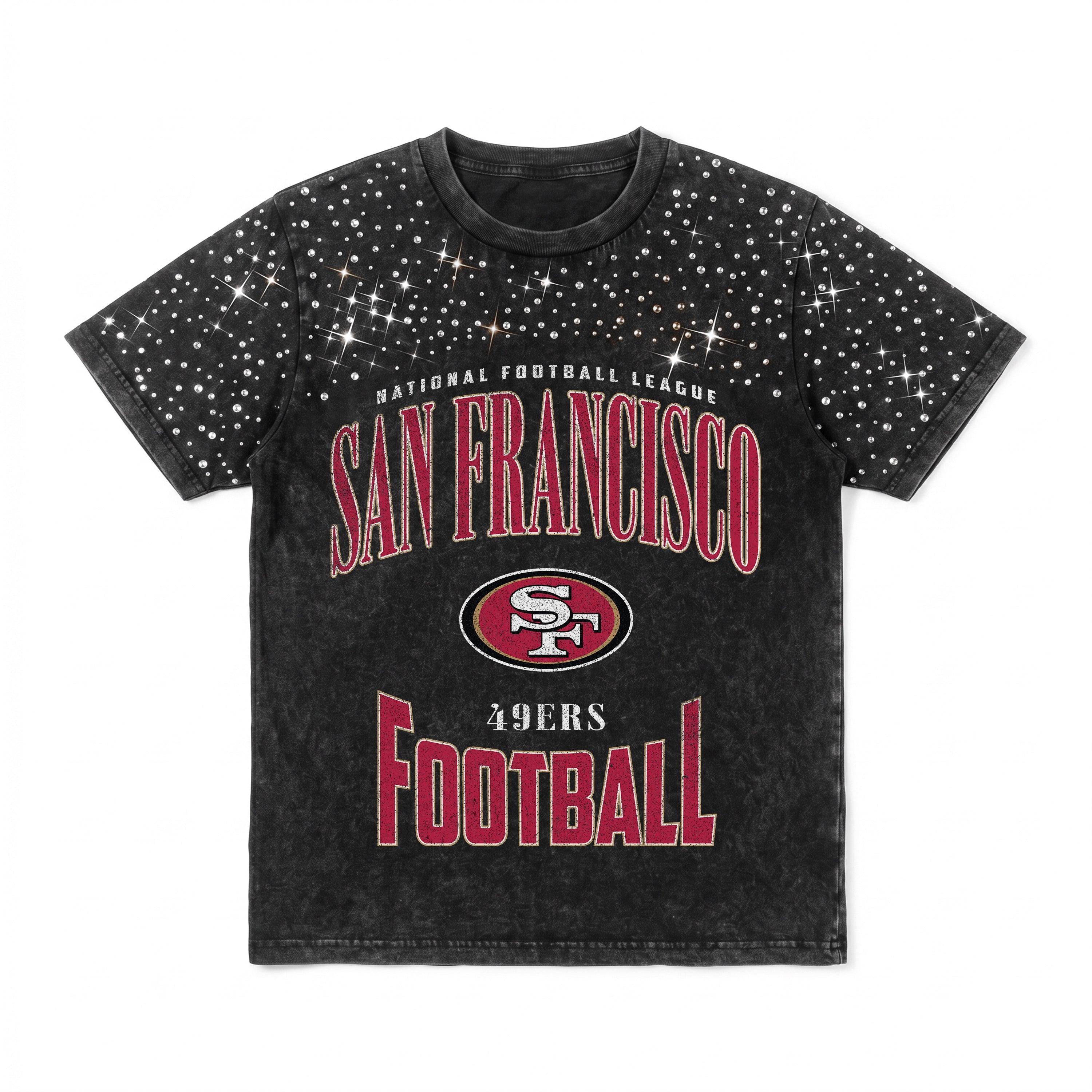 SAN FRANCISCO 49ERS IN THE ZONE VINTAGE WASH RHINESTONE TEE