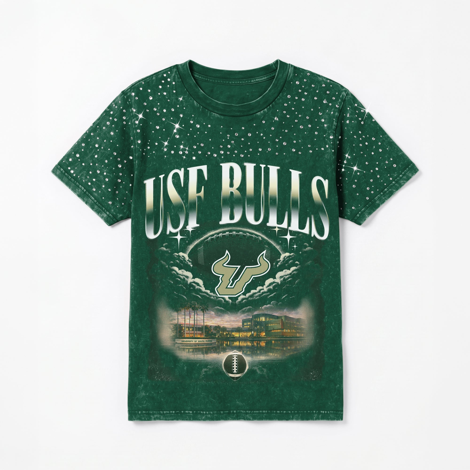 SOUTH FLORIDA BULLS SKY'S THE LIMIT VINTAGE WASH RHINESTONE TEE
