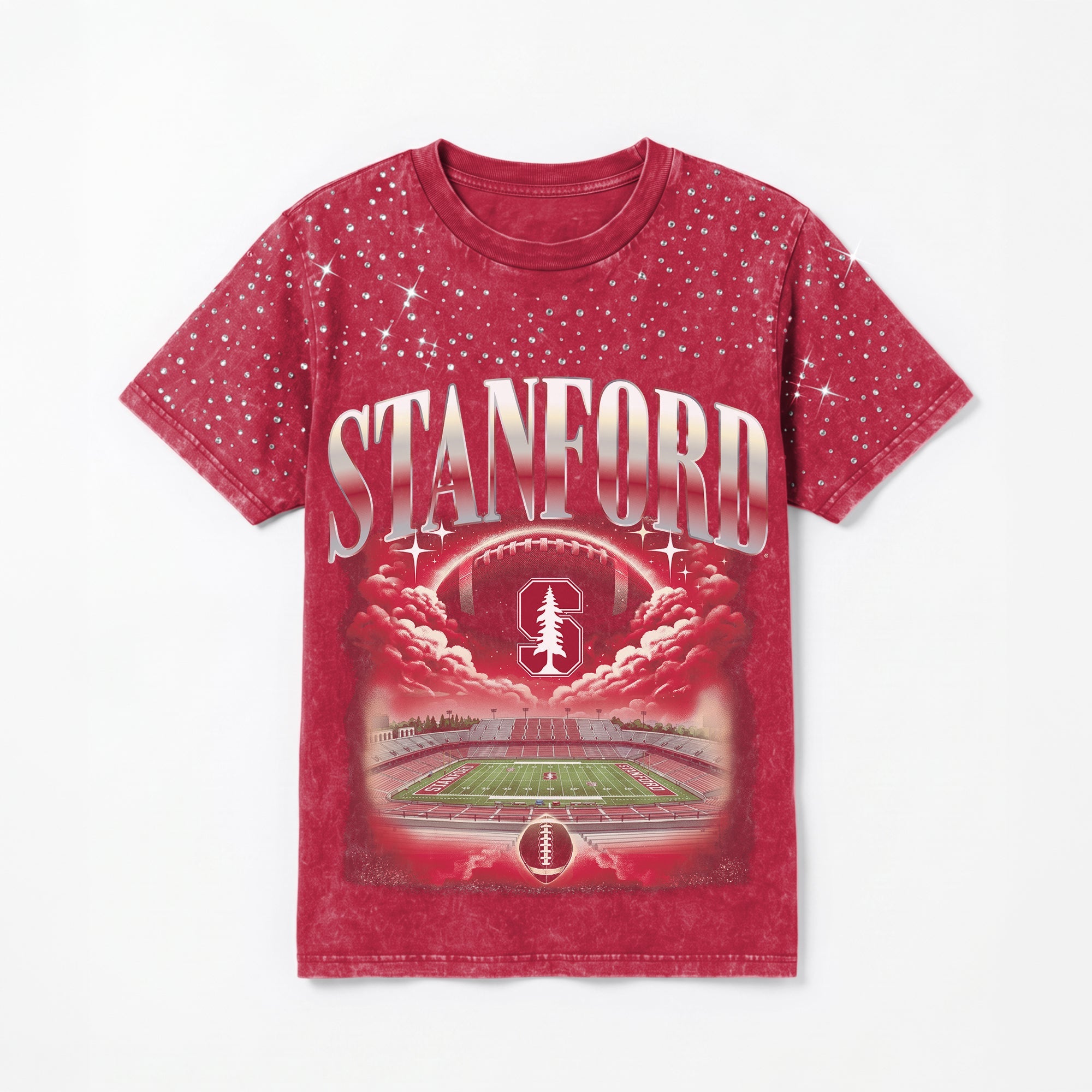 STANFORD CARDINAL SKY'S THE LIMIT VINTAGE WASH RHINESTONE TEE
