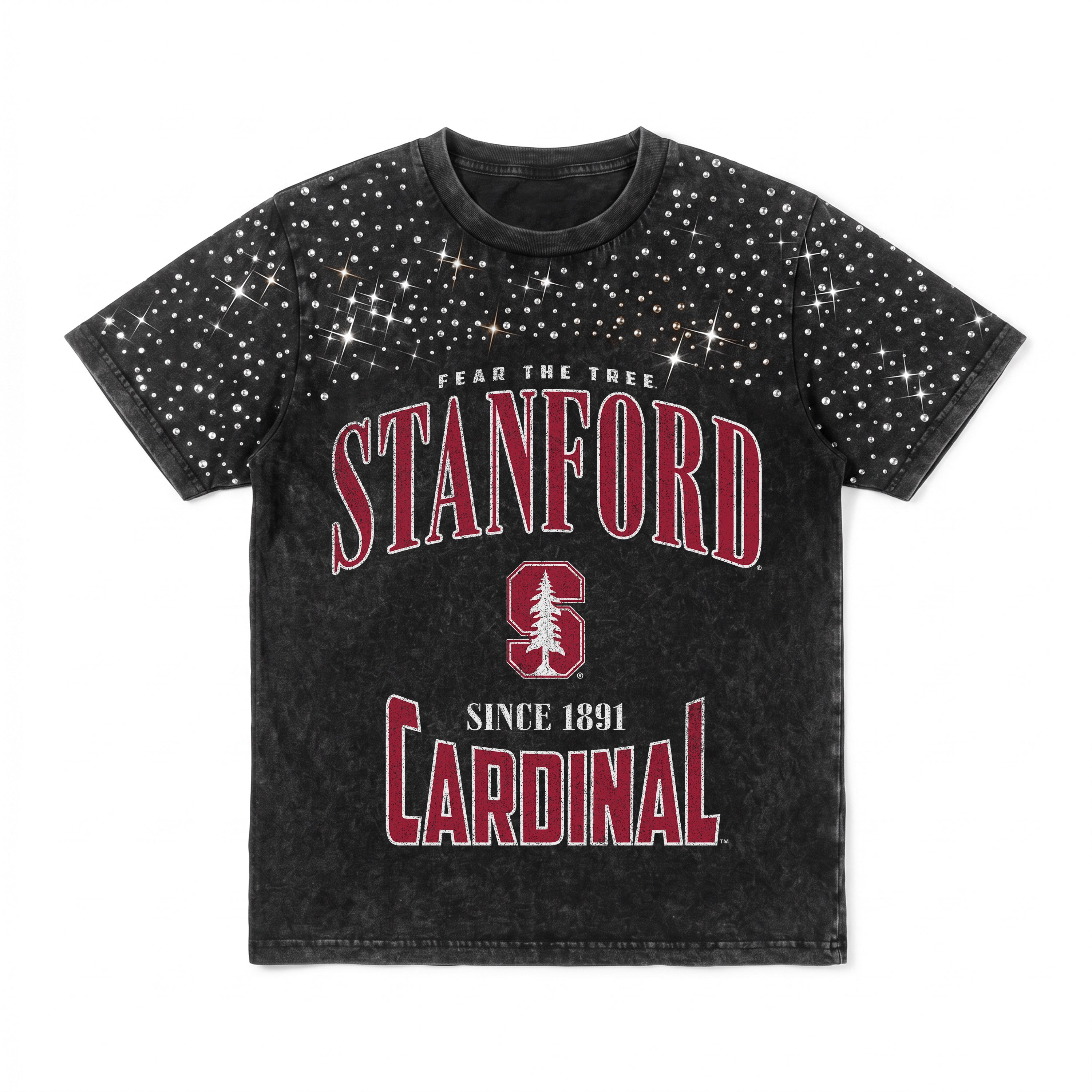STANFORD CARDINAL IN THE ZONE VINTAGE WASH RHINESTONE TEE