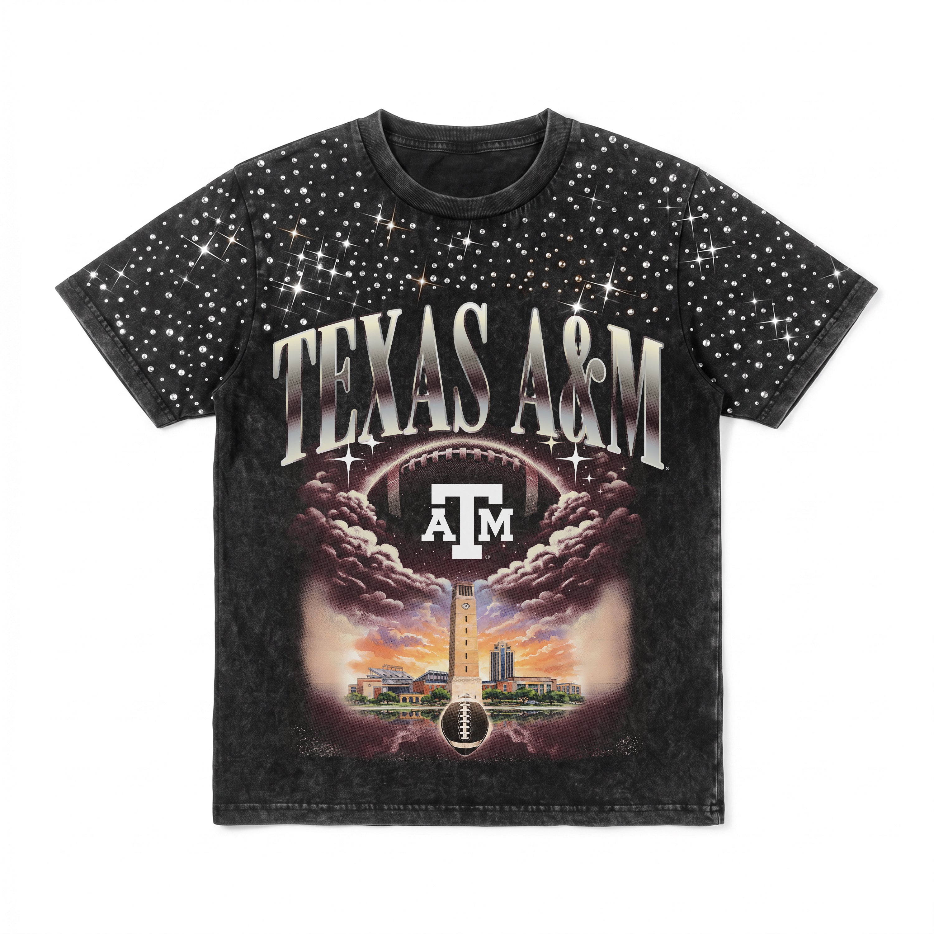 TEXAS A&M AGGIES SKY'S THE LIMIT VINTAGE WASH RHINESTONE TEE