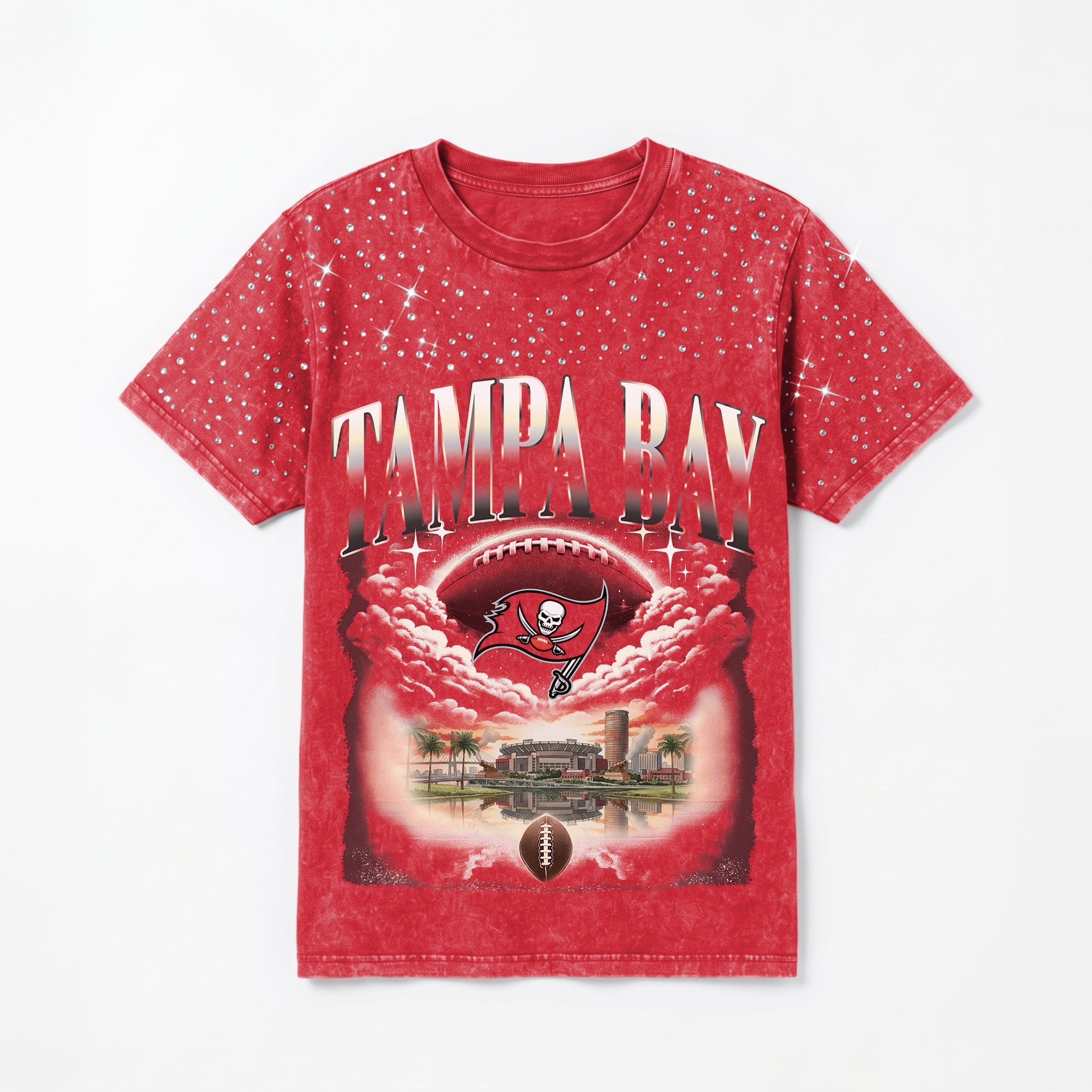 TAMPA BAY BUCCANEERS SKY'S THE LIMIT VINTAGE WASH RHINESTONE TEE