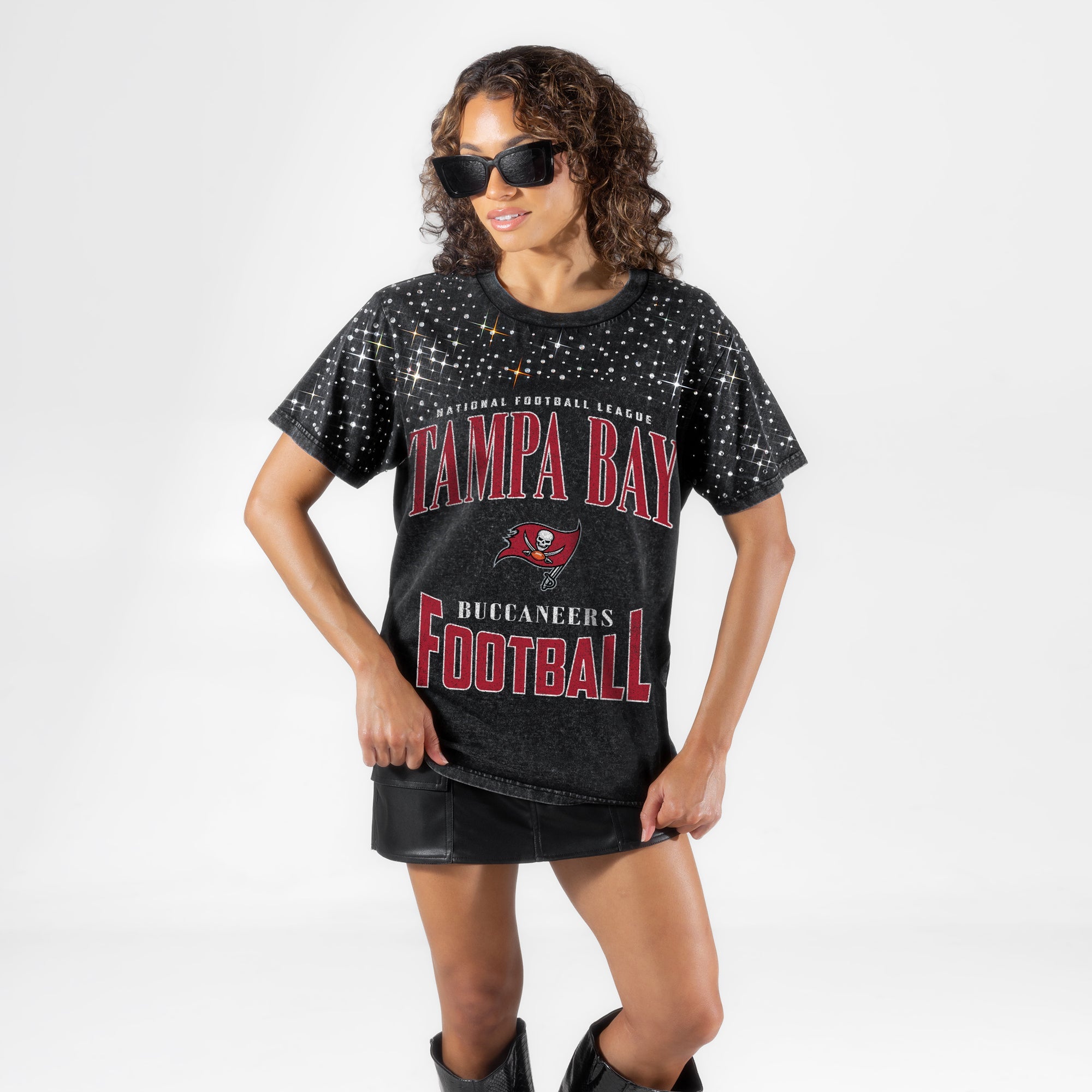 TAMPA BAY BUCCANEERS IN THE ZONE VINTAGE WASH RHINESTONE TEE
