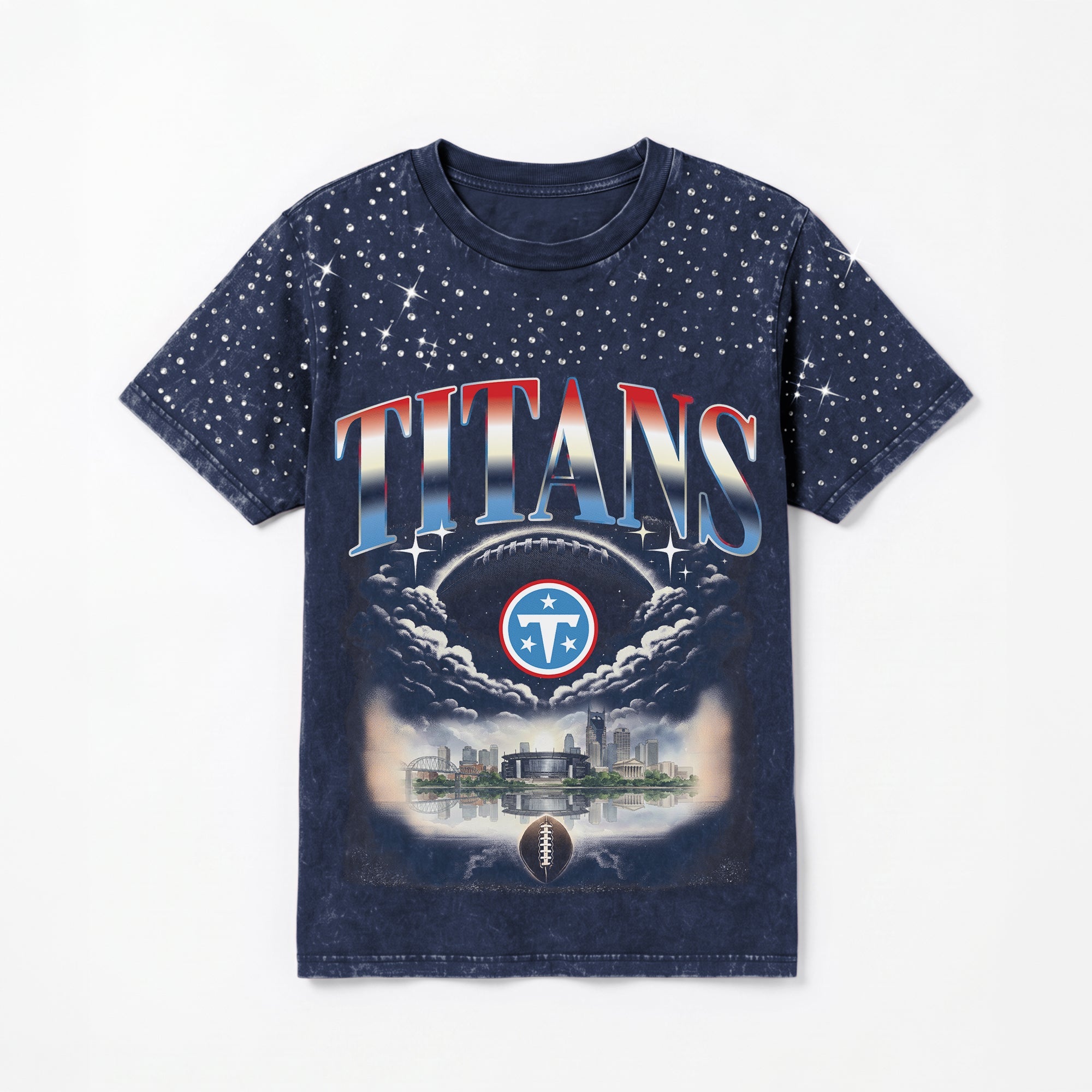 TENNESSEE TITANS SKY'S THE LIMIT VINTAGE WASH RHINESTONE TEE