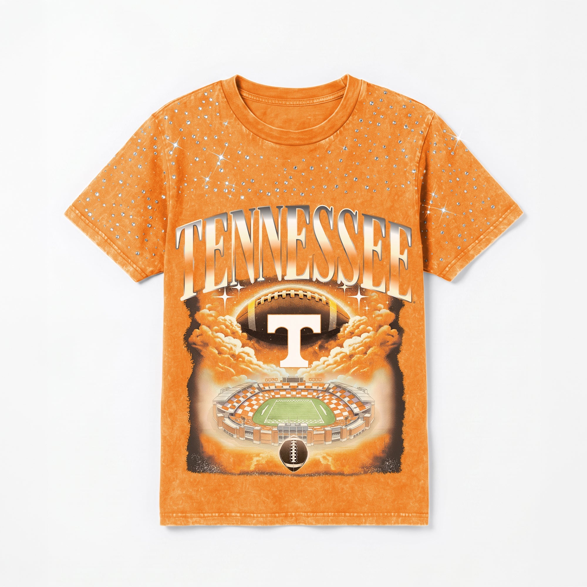 TENNESSEE VOLUNTEERS SKY'S THE LIMIT VINTAGE WASH RHINESTONE TEE
