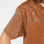 TEXAS LONGHORNS SKY'S THE LIMIT VINTAGE WASH RHINESTONE TEE