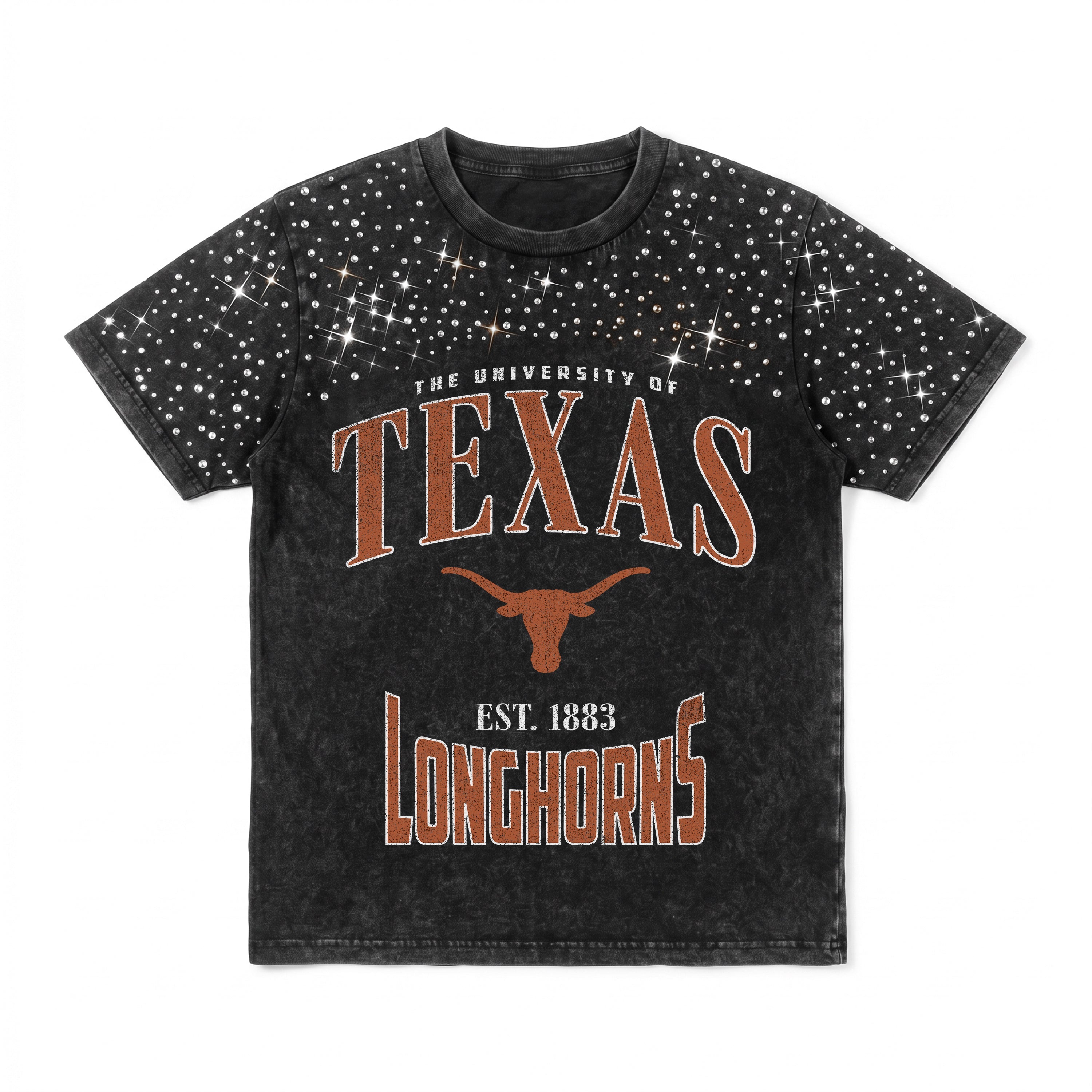 TEXAS LONGHORNS IN THE ZONE VINTAGE WASH RHINESTONE TEE