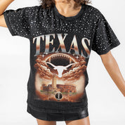 TEXAS LONGHORNS DREAM BIG VINTAGE WASH RHINESTONE TEE
