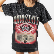 OHIO STATE BUCKEYES DREAM BIG VINTAGE WASH RHINESTONE TEE