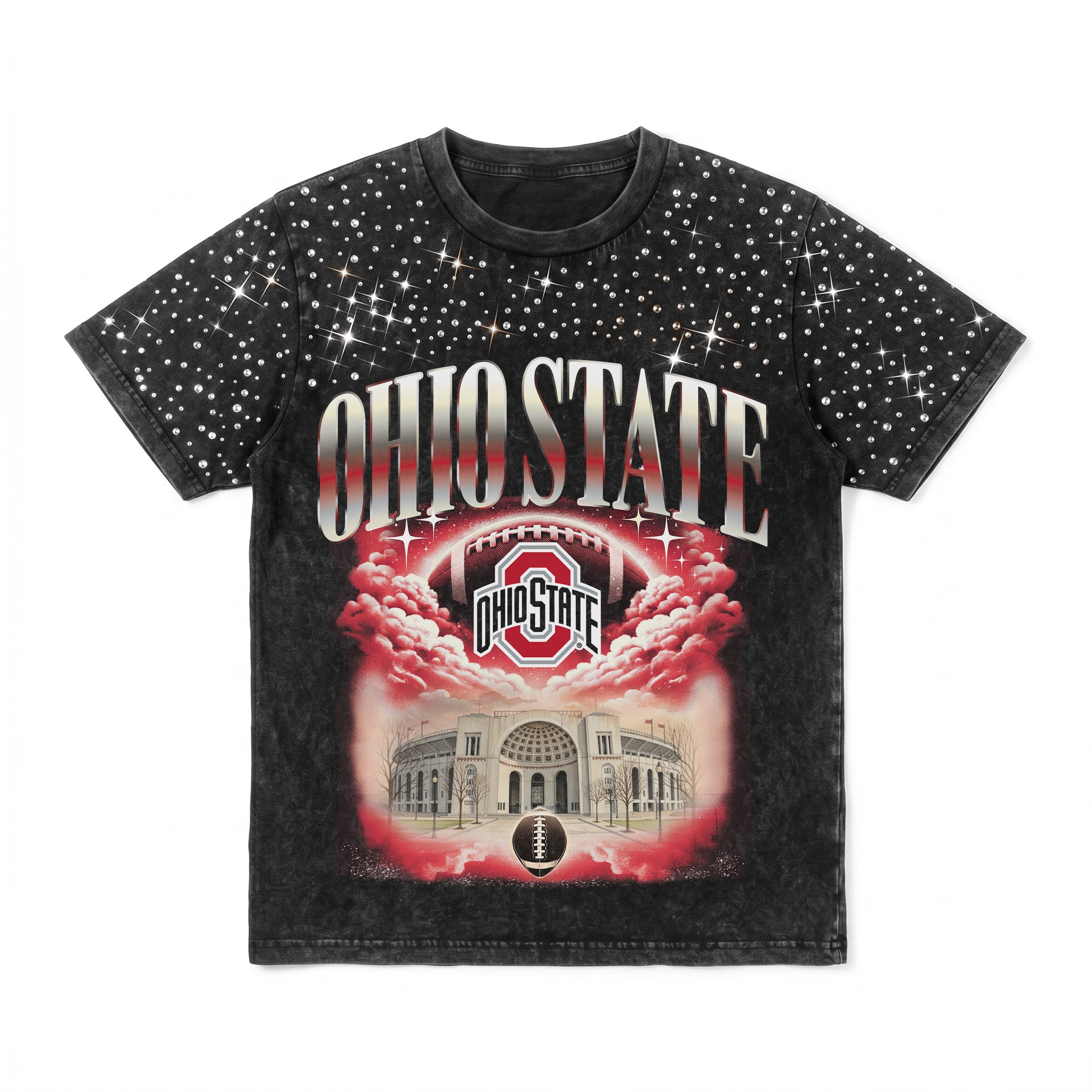 OHIO STATE BUCKEYES DREAM BIG VINTAGE WASH RHINESTONE TEE