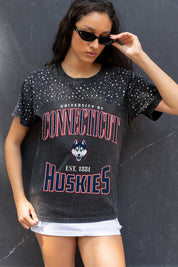 UCONN HUSKIES IN THE ZONE VINTAGE WASH RHINESTONE TEE
