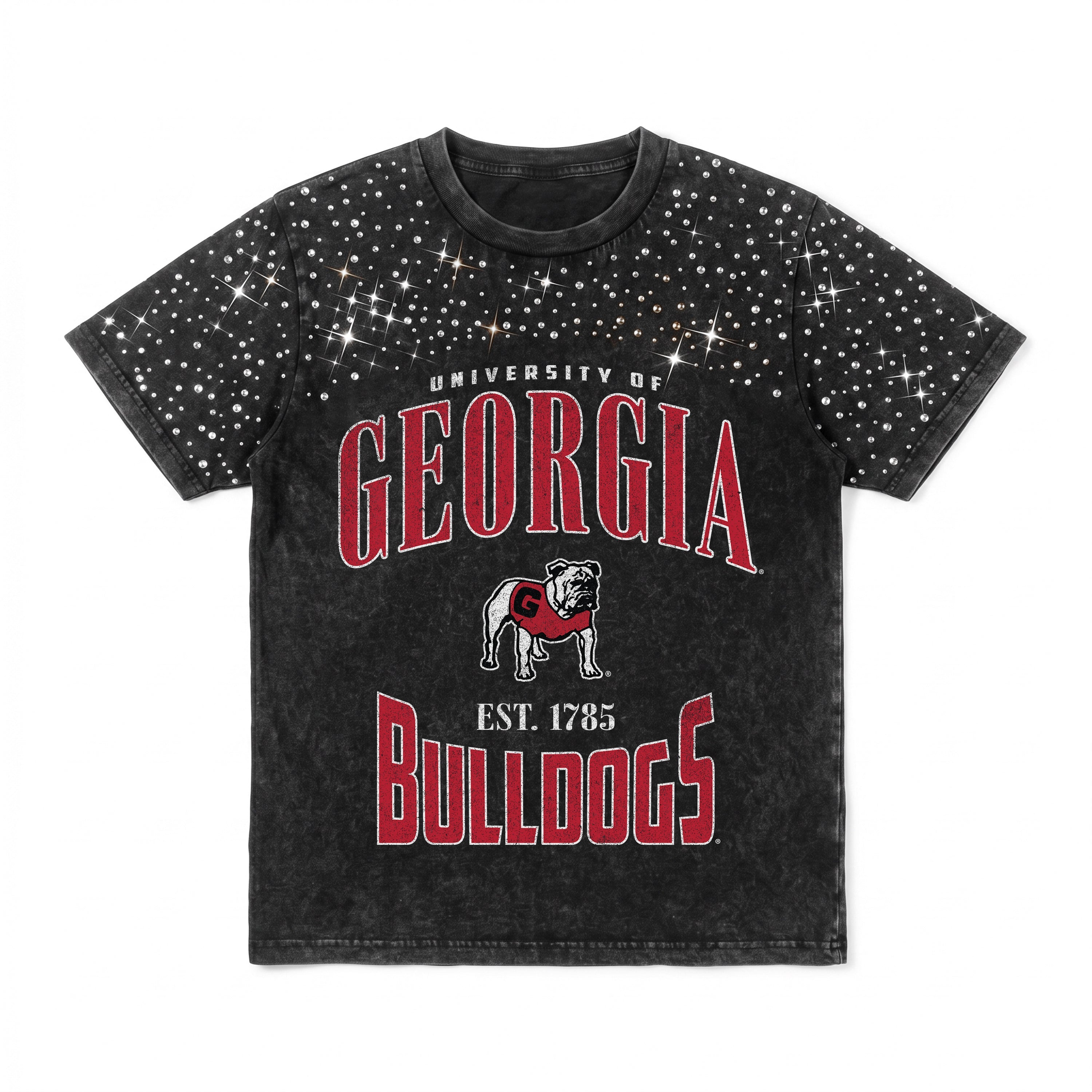 GEORGIA BULLDOGS IN THE ZONE VINTAGE WASH RHINESTONE TEE