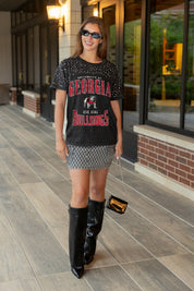 GEORGIA BULLDOGS IN THE ZONE VINTAGE WASH RHINESTONE TEE